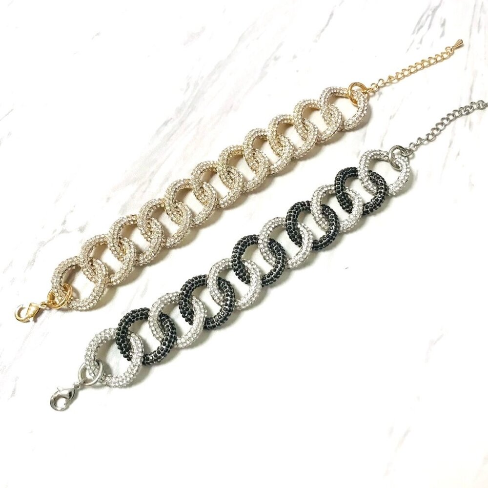 Anita K Black And White Pave Link Braclet